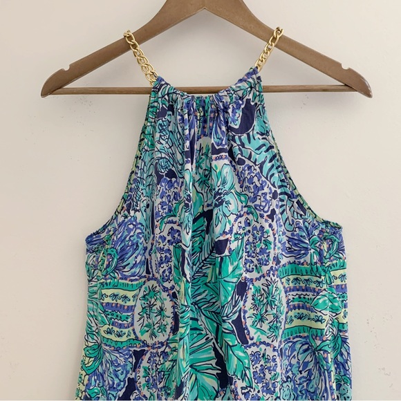 Lilly Pulitzer Top Cabana Silk Escape Artist Halter Sleeveless - Picture 6 of 10